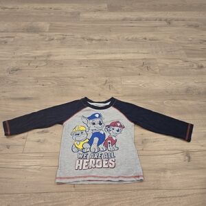 Paw patrols toddler boys long sleeved navy blue and grey shirt size 2T